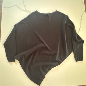 Donna Karan Asymmetrical Black Poncho Sweater